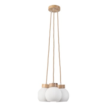 Lampadario sospeso con cavo LOOMIS 3xE27/15W/230V 83 cm beige/rovere
