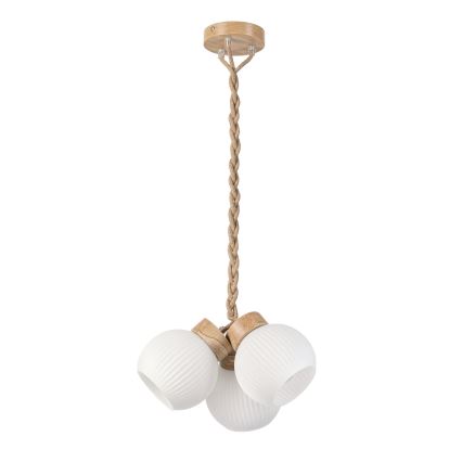 Lampadario sospeso con cavo LOOMIS 3xE27/15W/230V 83 cm beige/rovere