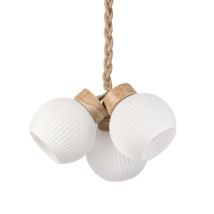 Lampadario sospeso con cavo LOOMIS 3xE27/15W/230V 83 cm beige/rovere
