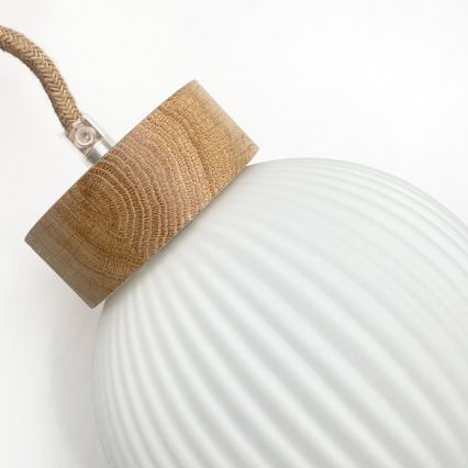 Lampadario sospeso con cavo LOOMIS 3xE27/15W/230V 83 cm beige/rovere