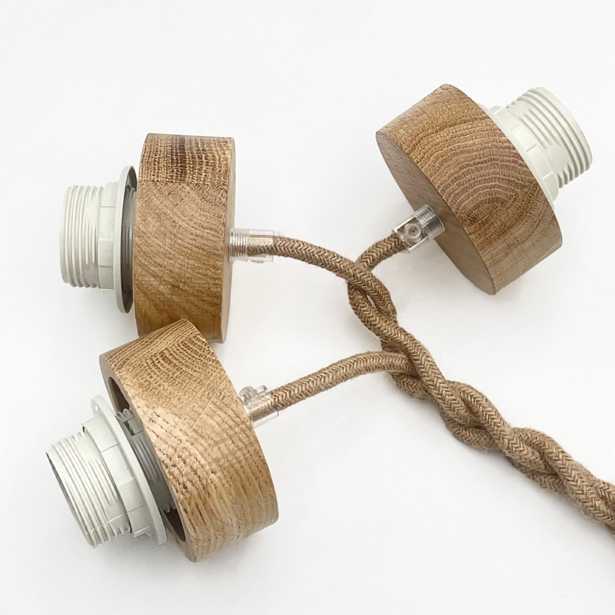 Lampadario sospeso con cavo LOOMIS 3xE27/15W/230V 83 cm beige/rovere