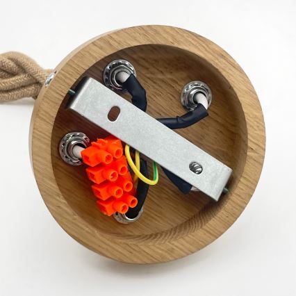 Lampadario sospeso con cavo LOOMIS 5xE27/15W/230V 130 cm beige/rovere