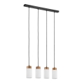 Lampadario sospeso con cavo MARKUS 4xE27/15W/230V nero/rovere