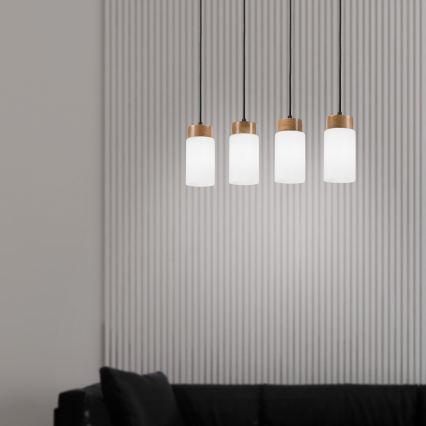 Lampadario sospeso con cavo MARKUS 4xE27/15W/230V nero/rovere