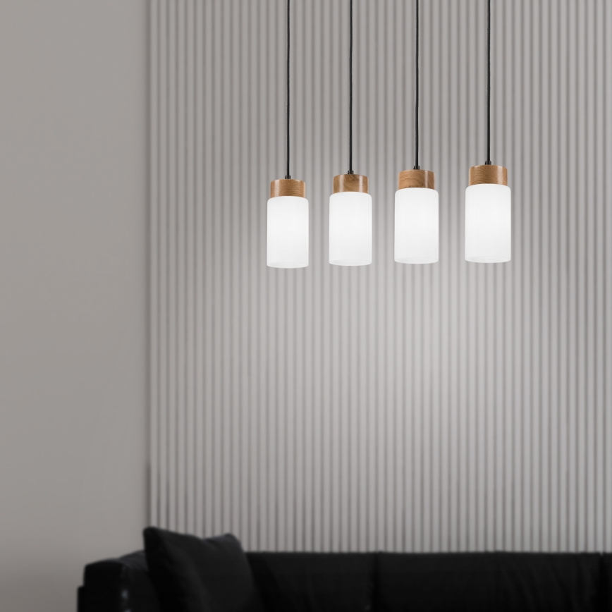 Lampadario sospeso con cavo MARKUS 4xE27/15W/230V nero/rovere
