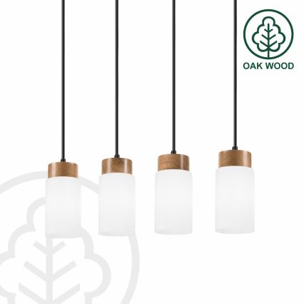 Lampadario sospeso con cavo MARKUS 4xE27/15W/230V nero/rovere