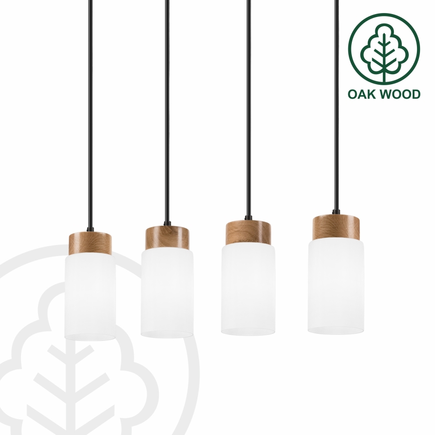 Lampadario sospeso con cavo MARKUS 4xE27/15W/230V nero/rovere