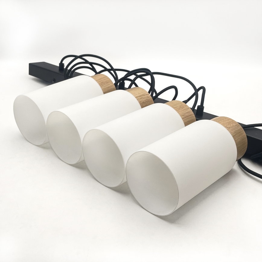 Lampadario sospeso con cavo MARKUS 4xE27/15W/230V nero/rovere