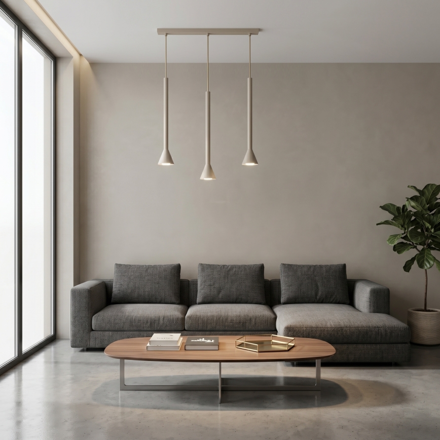 Lampadario sospeso con cavo MAZZO 3x GU10/8W/230V, beige