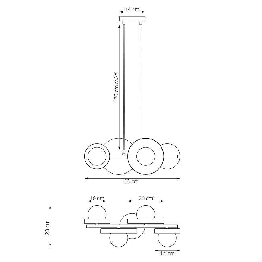 Lampadario sospeso con cavo MODEL 4xG9/8W/230V, nero