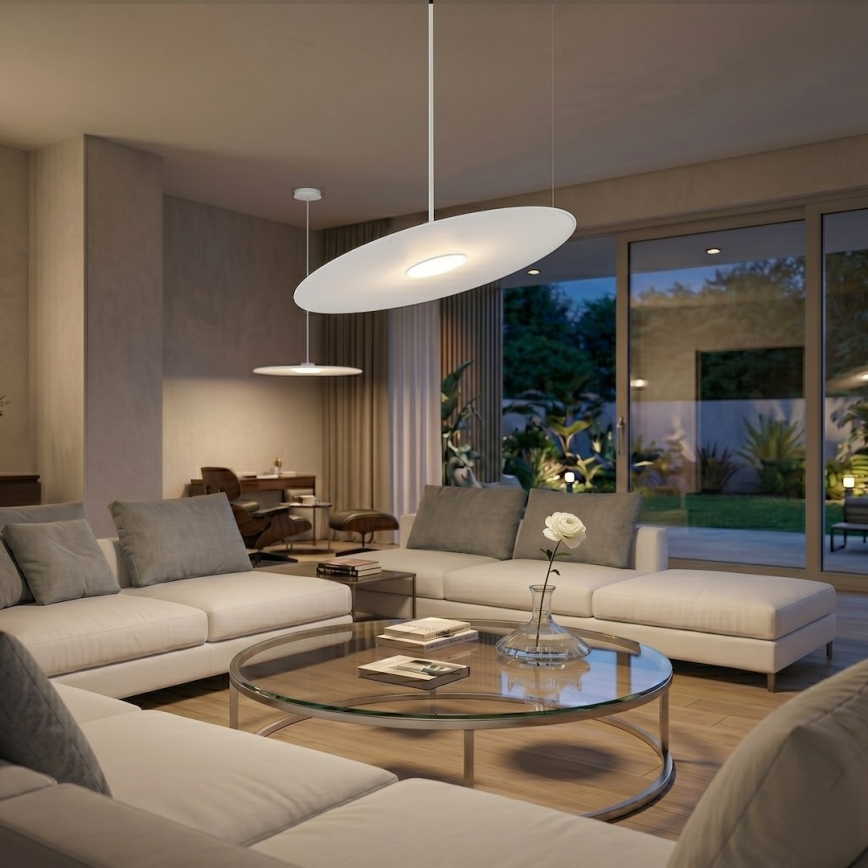 Lampadario sospeso con cavo PIATTO 1xGX53/15W/230V Ø 55 cm bianco