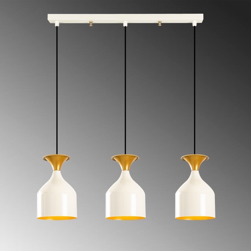 Lampadario sospeso con cavo SIVANI 3xE27/40W/230V bianco/rame