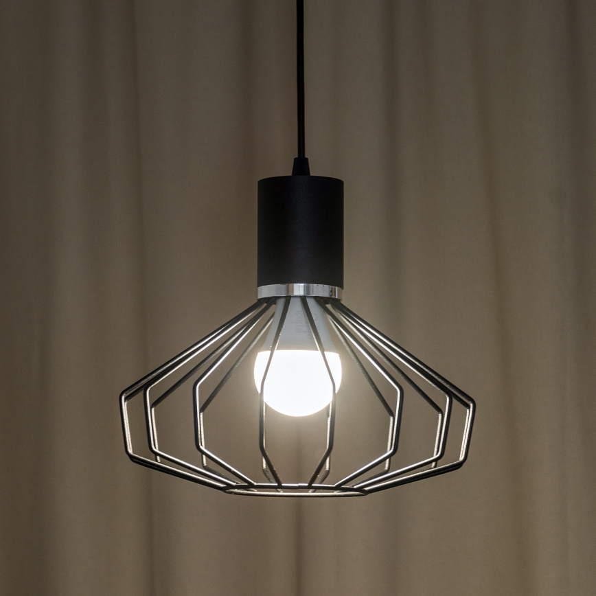 Lampadario sospeso con cavo SOLANO 1xE27/15W/230V nero/cromo lucido