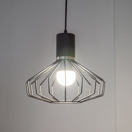 Lampadario sospeso con cavo SOLANO 1xE27/15W/230V nero/cromo lucido