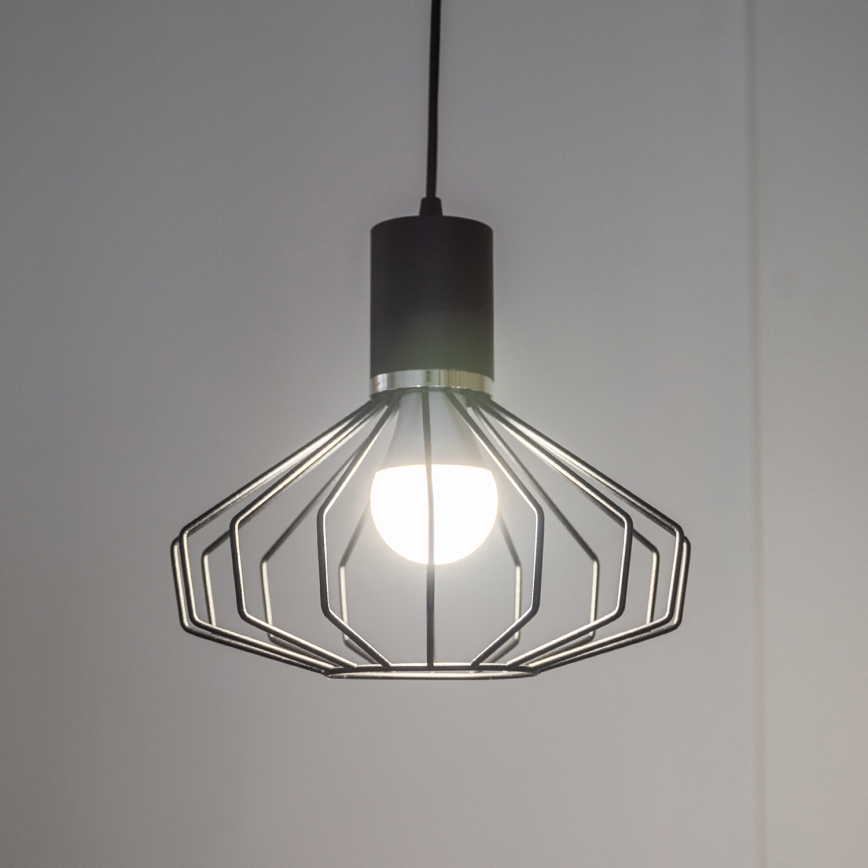 Lampadario sospeso con cavo SOLANO 1xE27/15W/230V nero/cromo lucido