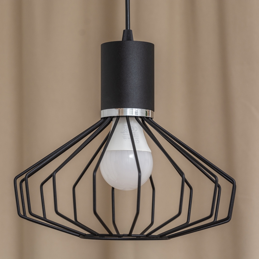 Lampadario sospeso con cavo SOLANO 1xE27/15W/230V nero/cromo lucido