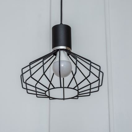 Lampadario sospeso con cavo SOLANO 1xE27/15W/230V nero/cromo lucido