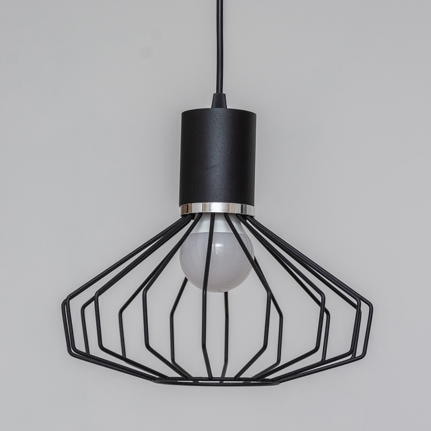 Lampadario sospeso con cavo SOLANO 1xE27/15W/230V nero/cromo lucido