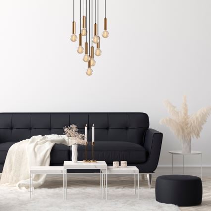 Lampadario sospeso con cavo TEMPO 9xE27/40W/230V oro