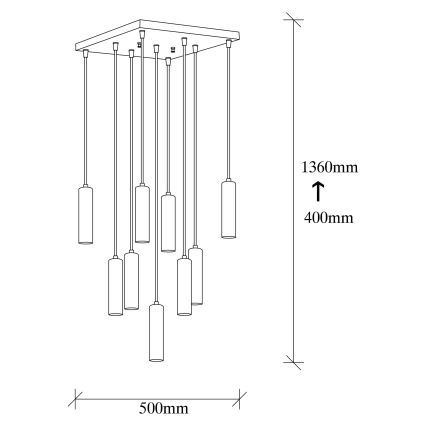 Lampadario sospeso con cavo TEMPO 9xE27/40W/230V oro
