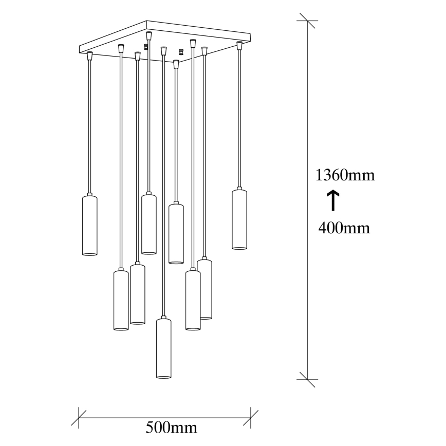 Lampadario sospeso con cavo TEMPO 9xE27/40W/230V oro