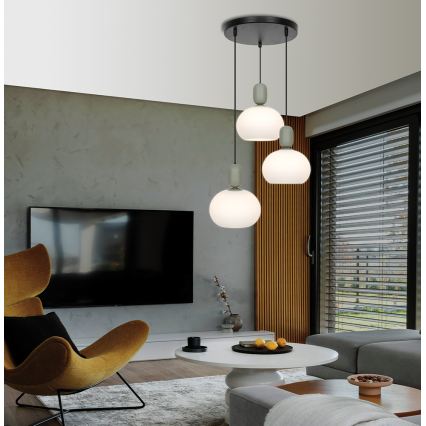 Lampadario sospeso con cavo VALISIA 3xE27/40W/230V nero/oliva