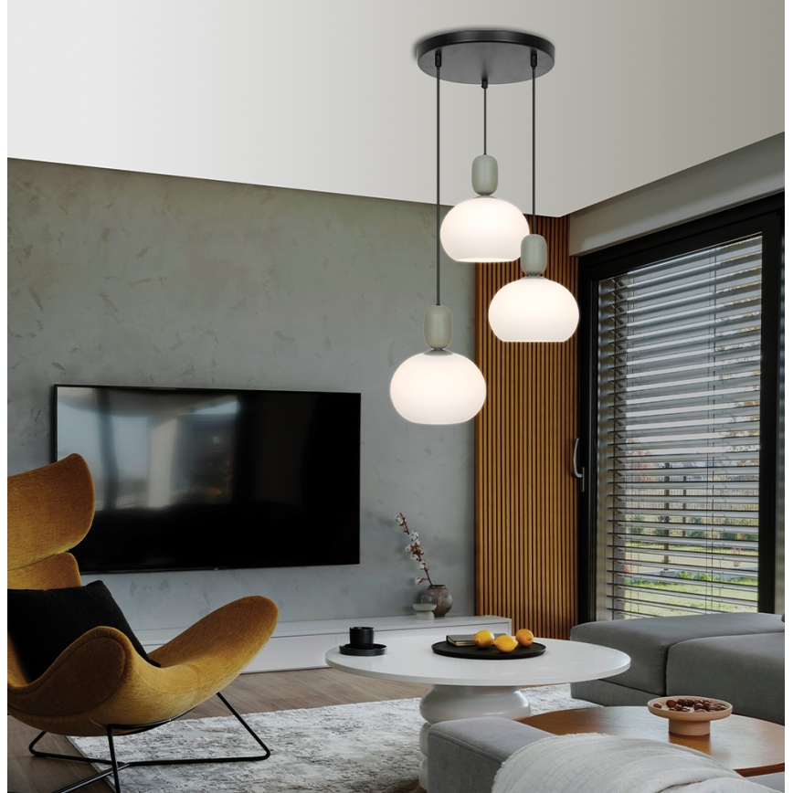 Lampadario sospeso con cavo VALISIA 3xE27/40W/230V nero/oliva