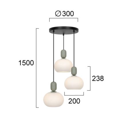 Lampadario sospeso con cavo VALISIA 3xE27/40W/230V nero/oliva