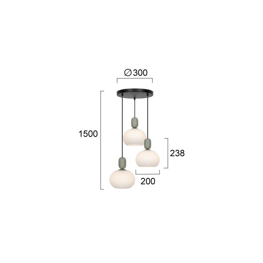 Lampadario sospeso con cavo VALISIA 3xE27/40W/230V nero/oliva