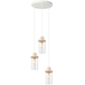 Lampadario sospeso con cavo WOODNEST 3xE27/15W/230V pino/crema