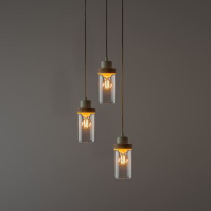 Lampadario sospeso con cavo WOODNEST 3xE27/15W/230V pino/crema
