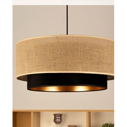 Lampadario sospeso con corda SARTA 1xE27/60W/230V Ø 45 cm nero/iuta
