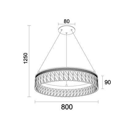 LED dimmerabile lampadario in cristallo su cavo THALIA LED/55W/230V 3000-6000K diam. 80 cm + telecomando