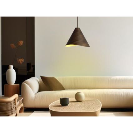 Lampadario sospeso in legno con cavo 1xE27/60W/230V Ø 33 cm massello/noce/hevea