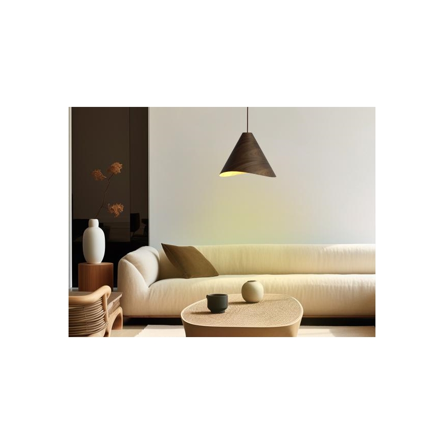 Lampadario sospeso in legno con cavo 1xE27/60W/230V Ø 33 cm massello/noce/hevea