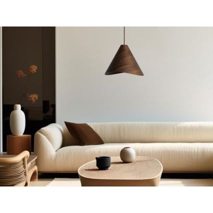 Lampadario sospeso in legno con cavo 1xE27/60W/230V Ø 33 cm massello/noce/hevea