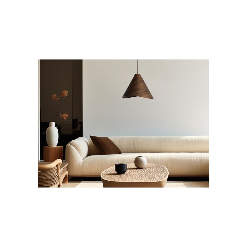 Lampadario sospeso in legno con cavo 1xE27/60W/230V Ø 33 cm massello/noce/hevea