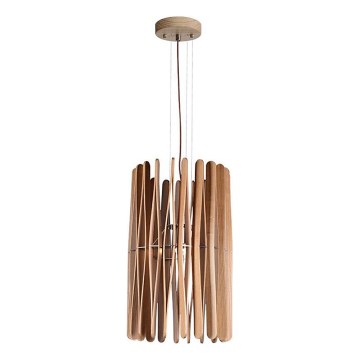 Lampadario sospeso in legno con cavo 1xE27/60W/230V Ø 38 cm legno massello/frassino/hevea