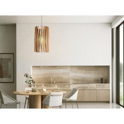 Lampadario sospeso in legno con cavo 1xE27/60W/230V Ø 38 cm legno massello/frassino/hevea