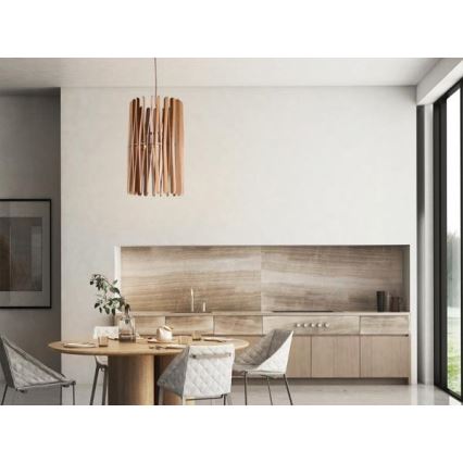 Lampadario sospeso in legno con cavo 1xE27/60W/230V Ø 38 cm legno massello/frassino/hevea