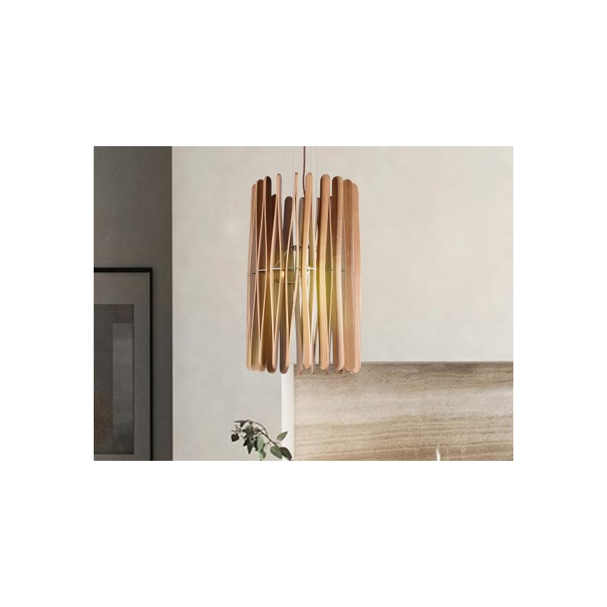 Lampadario sospeso in legno con cavo 1xE27/60W/230V Ø 38 cm legno massello/frassino/hevea
