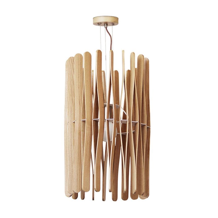 Lampadario sospeso in legno con cavo 1xE27/60W/230V Ø 38 cm legno massello/frassino/hevea