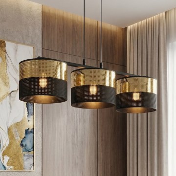 Lampadario sospeso LUX 3xE27/15W/230V nero/oro