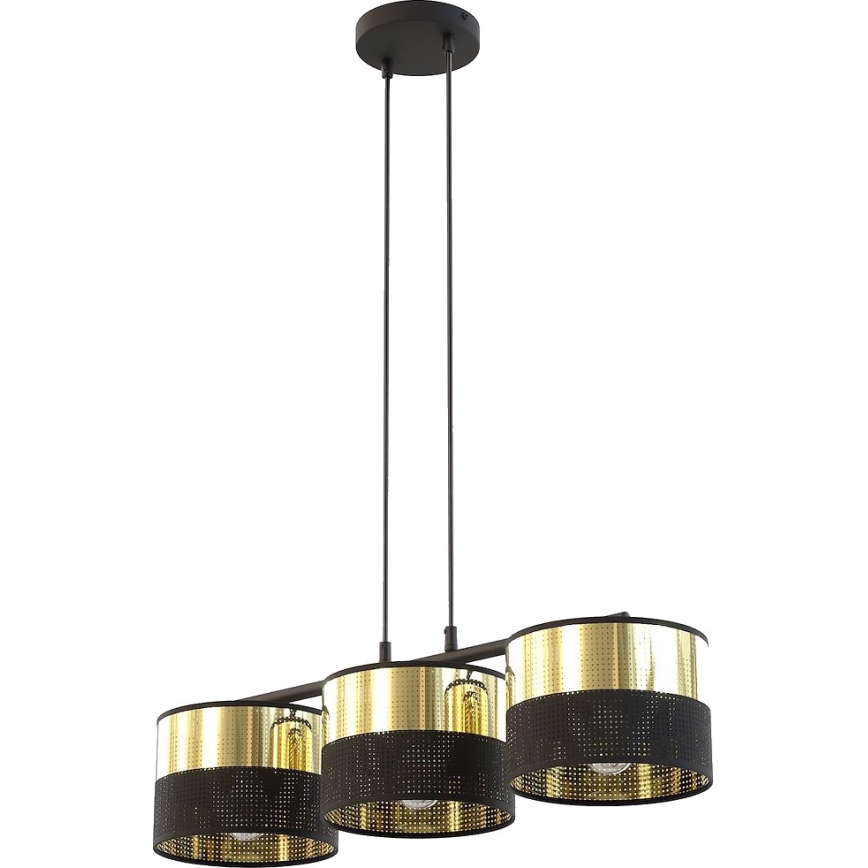 Lampadario sospeso LUX 3xE27/15W/230V nero/oro
