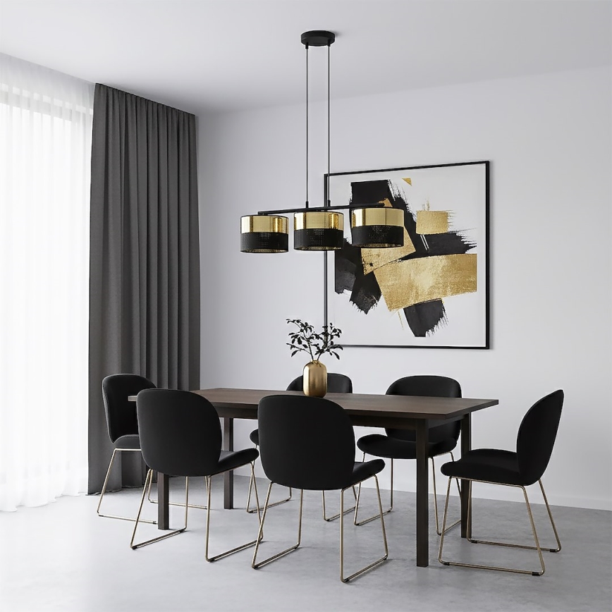Lampadario sospeso LUX 3xE27/15W/230V nero/oro