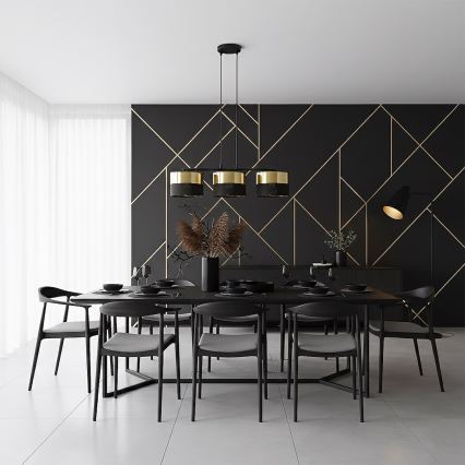 Lampadario sospeso LUX 3xE27/15W/230V nero/oro