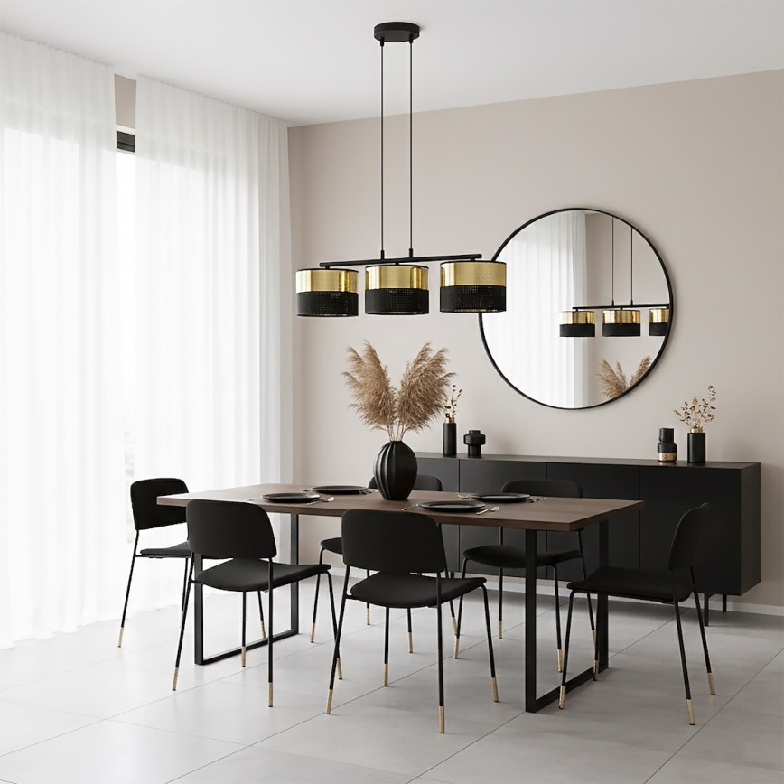 Lampadario sospeso LUX 3xE27/15W/230V nero/oro