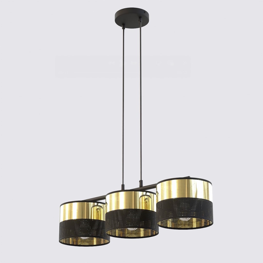 Lampadario sospeso LUX 3xE27/15W/230V nero/oro