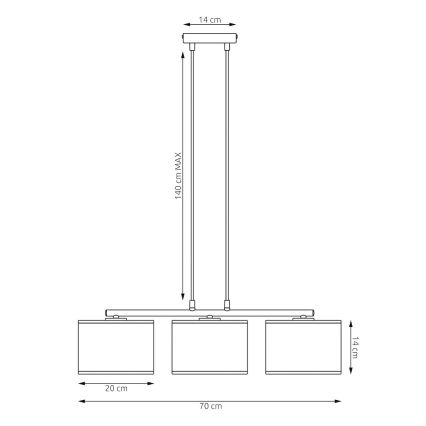 Lampadario sospeso LUX 3xE27/15W/230V nero/oro