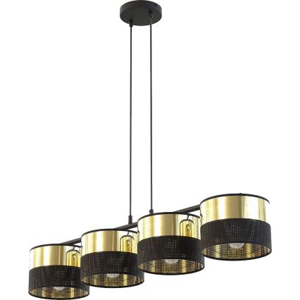 Lampadario sospeso LUX su cavo 4xE27/15W/230V nero/oro